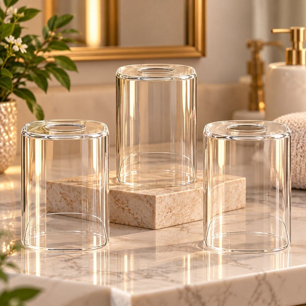 3-Pack Clear Square Glass Replacement Shades for Vanity Lights & Wall Sconces